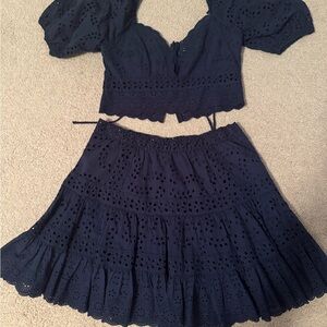 Altar'd State Blue Eyelet Skirt Set